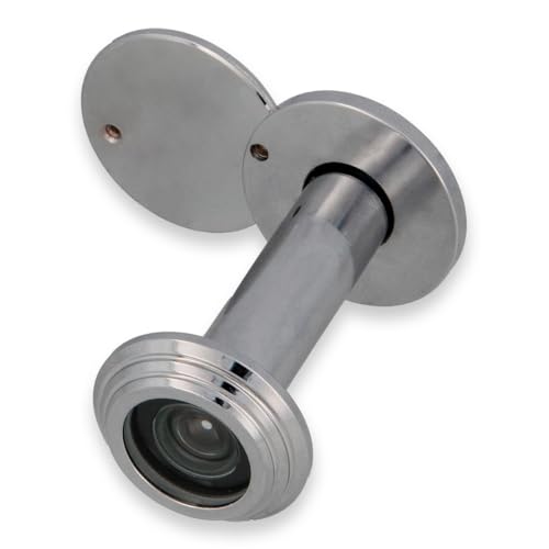 Amig - Türspion | Super-Winkellinse | für Eingangstüren innen und draußen | Silber Farbe | Stahl | Maße: Durchmesser 14 mm | Türstärke 55-80 mm | Feuerschutztüren von Amig