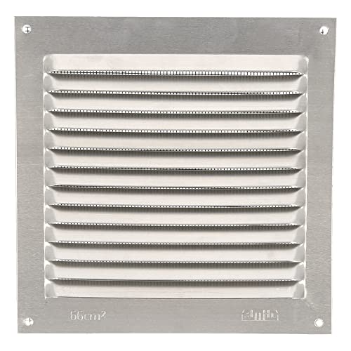 Amig - Quadratisches Lüftungsgitter aus Aluminium mit Moskitonetz | Lüftungsgitter für Luftauslässe | Ideal für Decken | Maße : 150 x 150 mm | Farbe: Silber von Amig