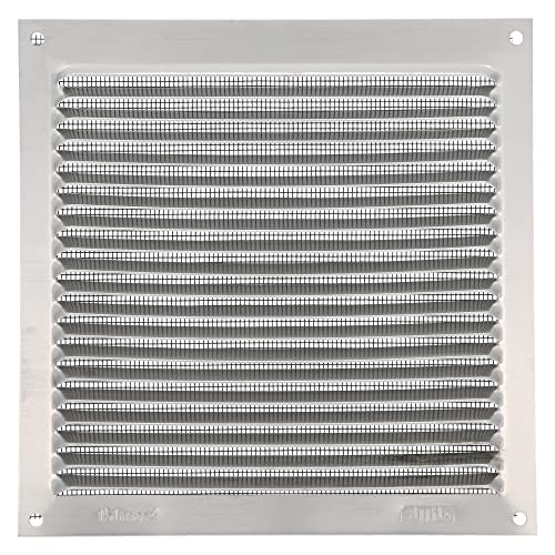 Amig - Quadratisches Lüftungsgitter aus Aluminium mit Moskitonetz | Lüftungsgitter für Luftauslässe | Ideal für Decken | Maße : 170 x 170 mm | Farbe: Silber von Amig