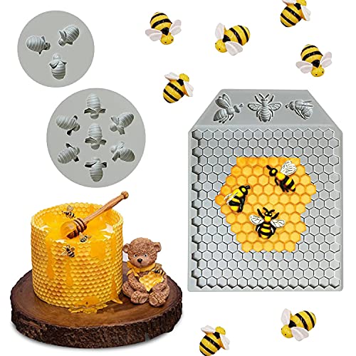 Silikonform für Fondant, 3 Stück, Hummelform, Bienenstock-Silikonform, Silikon-Backformen, Cupcake-Dekoration, Fondant, Süßigkeiten, Backform, Zuckerwürfel von Amison