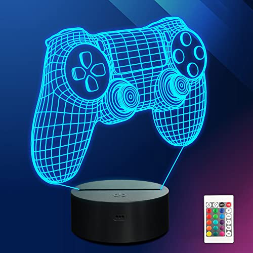 Ammonite Gamepad Nachtlicht, 3D Illusion Game Control Lampe 16 Farben wechselnd mit Fernbedienung, Game Room Decor als Weihnachtsfeiertagsgeschenk für Jungen Mädchen von Ammonite