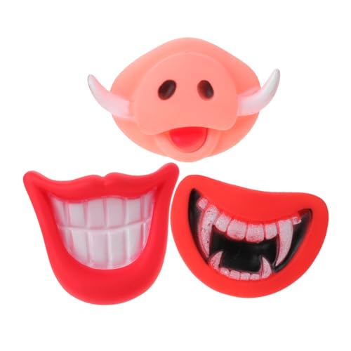 Amosfun silikon Haustier kauen Spielzeug gefälschte Schwein Nase zähne lächeln Mund Spielzeug Halloween Cosplay gastgeschenke für Hund Katze 3 stücke von Amosfun