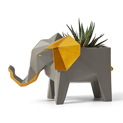 Amoy-Art Blumentopf Pflanzen Elefant Arts Skulptur Modern Dekor Tier Geschenk Wohnzimmer Kunst Figuren Polyresin Statue 17cm von HAUCOZE