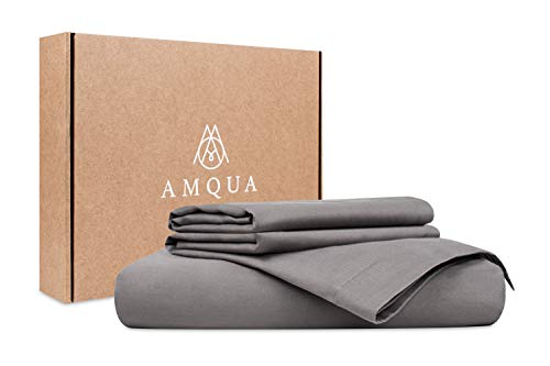Amqua Bio Bettwäsche Mako Satin 200x220cm + 40x80cm (2X Kissenbezüge), 100% Bio Baumwolle (Zertifiziert), grau von Amqua