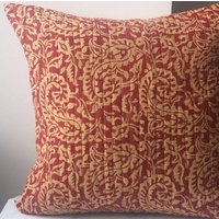 Hand Block Bedruckt 40 X Baumwolle Kissenbezug Maroon Paisley Sofa Wohnzimmer Modernes Kissen Gästezimmer von Amranis