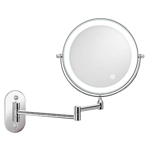 Amtang Miroir Grossissant, Miroir De Courtoisie Mural Avec LumiÈRes LED Grossissement 10X Sans BuÉE Pour Se Raser Le Maquillage (Helles Silber,10-fache Vergrößerung) von Amtang