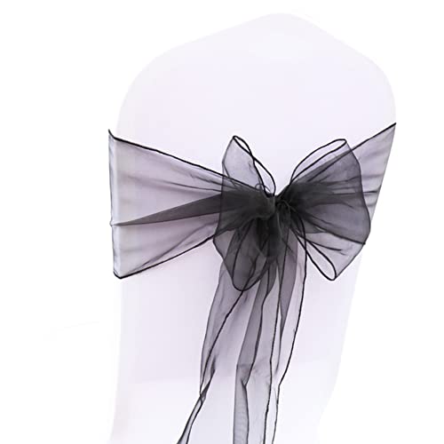 Anawakia 25 Stück Organza Stuhlschleifen Stuhl Band Schleife Organza Stuhl Band Stuhlschleifen Stuhl Schärpen für Hochzeit Bankett Geburtstagsfeier Dekoration (Schwarz) von Anawakia