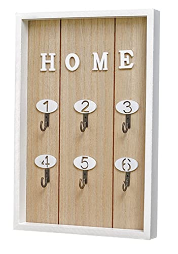 Anawakia Schlüsselbrett Holz Schlüsselhaken 6 Haken Schlüsselbrett zum Aufhängen Wand Schlüsselhalter Schlüsselbord Schlüsselleiste Schlüsselkasten Schlüssel Wandhaken (Holzfarbe) von Anawakia