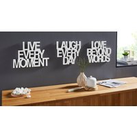 andas Wanddekoobjekt "Schriftzug Live every Moment - Love beyond Words - Laugh every Day", Wanddeko von Andas