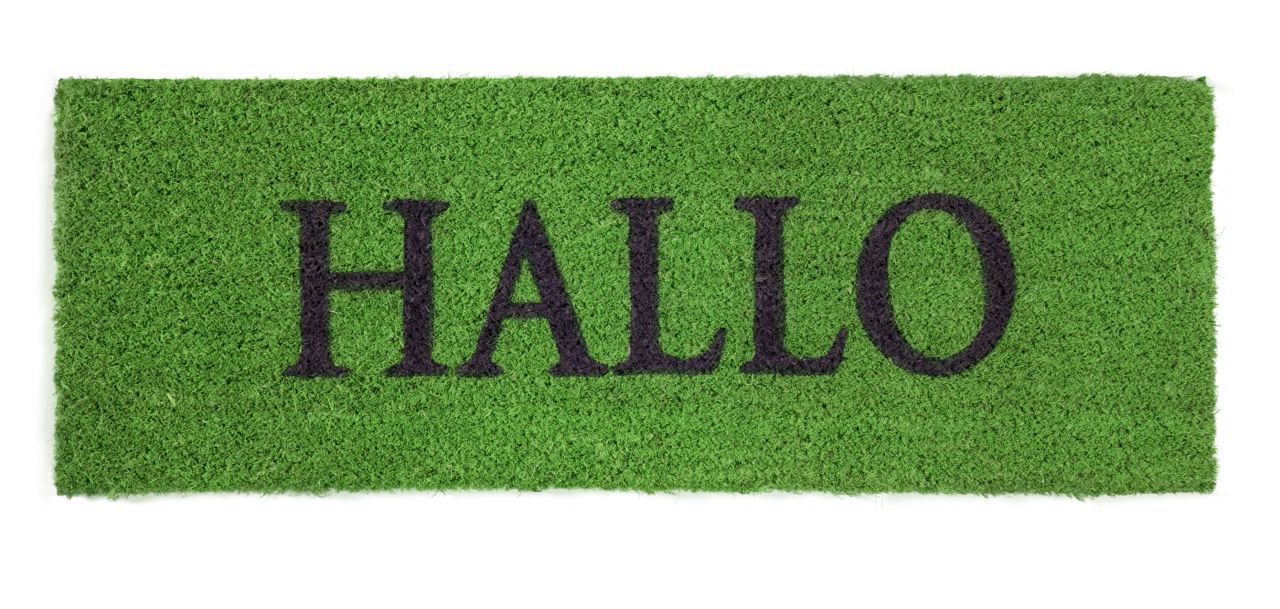 Fußmatte Hallo Kokos grün, 26 x 75 cm von Andiamo