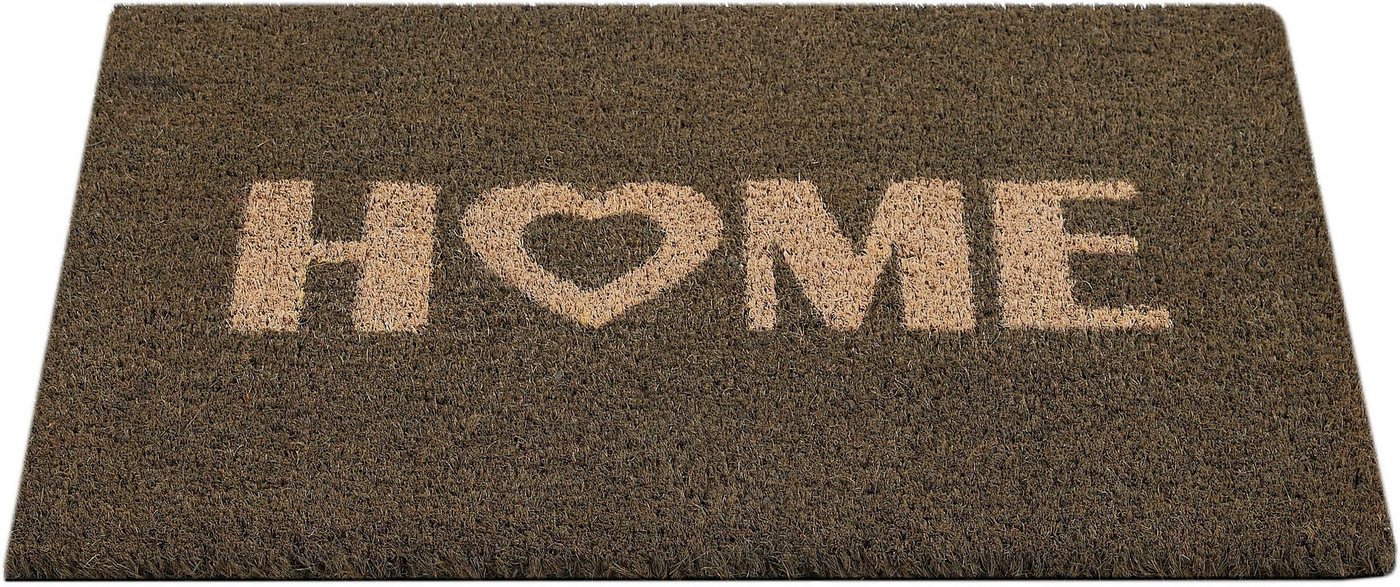Fußmatte Kokos Home Heart, Andiamo, rechteckig, Höhe: 15 mm, Schmutzfangmatte, Kokosmatte, mit Spruch, In- und Outdoor geeignet von Andiamo