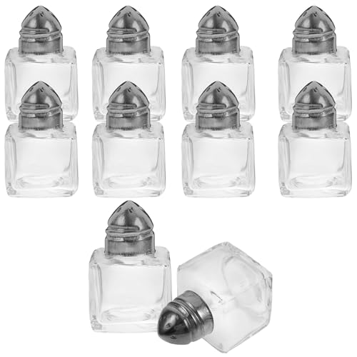 Angoily 10 Stücke Mini Gewürzschüler Salz- Und Pfeffer- Shaker- Halter Glaspartner Gläser Flaschenbehälter Gewürztöpfe Gewürzbox mit Gießlöchern von Angoily