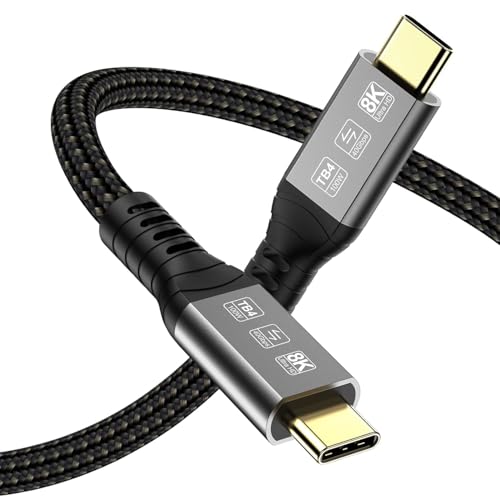 Angusplay USB C Thunderbolt 4 Kabel 1,5m 40Gbps, USB4 Geflochtene Kabel, 8K 60Hz PD 100W TB4 Kabel, Kompatibel mit Thunderbolt 4/3, USB4/3, Typ C, für iPhone 15 Pro Max, Mac MacBook Pro, SSD eGPU von Angusplay