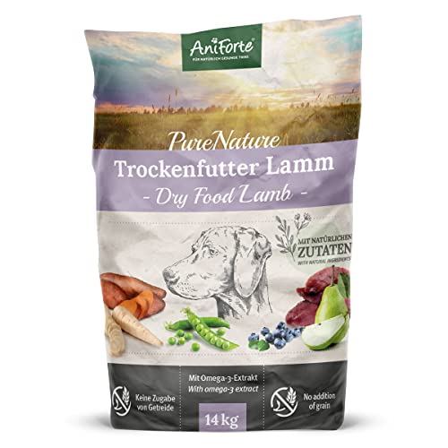 AniForte Natürliches Hunde-Futter Trockenfutter Farms-Lamb 14kg, Herzhaftes Lamm mit Süßkartoffeln, 100% Natur, Allergiker, Getreide-Frei, Glutenfrei, Ohne künstliche Vitamine von AniForte