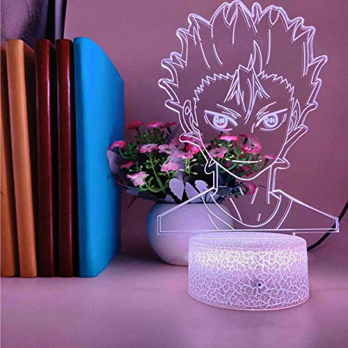 3D Illusion Lampe LED Nachtlicht Kind Anime Haikyuu Nishinoya Yuu Figur für Kinderzimmer Dekor Bunte Tischlampe Manga Geschenk (7 Color Touch + Remote) von Anjinguang