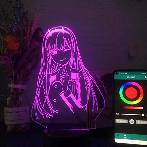 3D Illusion Lampe Led Nachtlicht Anime Zero Two Kinder Baby Mädchen Schlafzimmer Dekoration Manga Geschenk Darling in The Franxx Beste Geburtstag Urlaub Geschenke für Kinder von Anjinguang