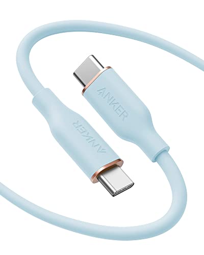 Anker PowerLine III Flow, USB-C auf USB-C Ladekabel 100W 180cm, Typ-C Kabel, Kompatibel mit MacBook Pro 2020, iPad Pro, iPad Air, Galaxy S20, Pixel, Switch, LG (in Babyblau) von Anker