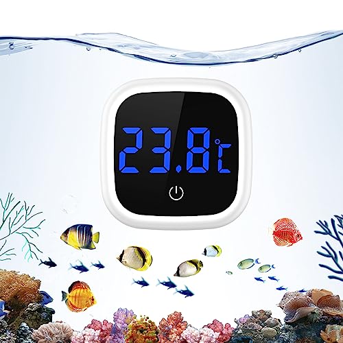 Ankilo Aquarium Thermometer, Aquarienthermometer Digital mit Touch Screen,LED Kabelloses Temperaturmessgerät, Marine Thermometer,Digitales Wasser Thermometer für Süßwasser Meerwasser Reptilien von Ankilo