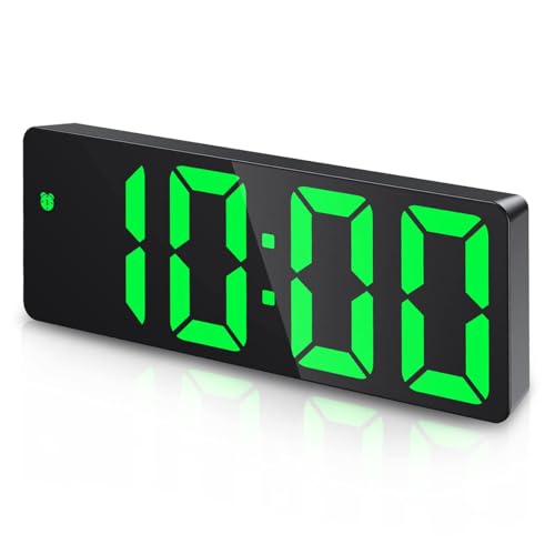 Ankilo Digitale Wecker, LED Uhr, Tischuhr mit Temperaturanzeige, Reisewecker, einstellbare Helligkeit, 12/24H Anzeige, Digitaluhr für Haus, Schlafzimmer, Büro, Kinder, Ältere,Grün von Ankilo