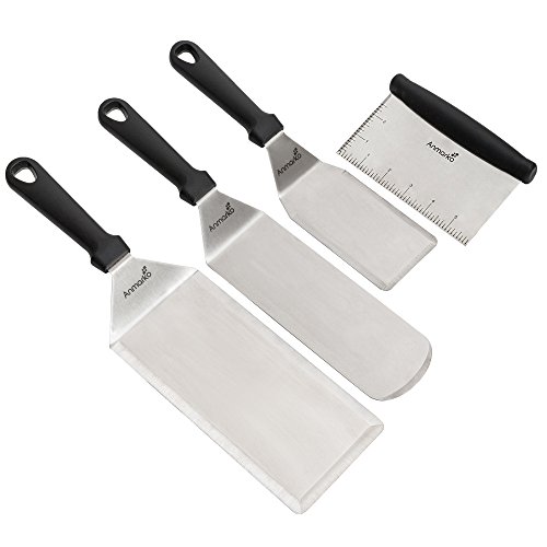 Exklusives Grillwender Set aus hochwertigem Edelstahl - BBQ Grillset in erstklassiger Qualität für Hamburger & Braten - Bratenwender und Bratenheber für Indoor und Outdoor von Anmarko