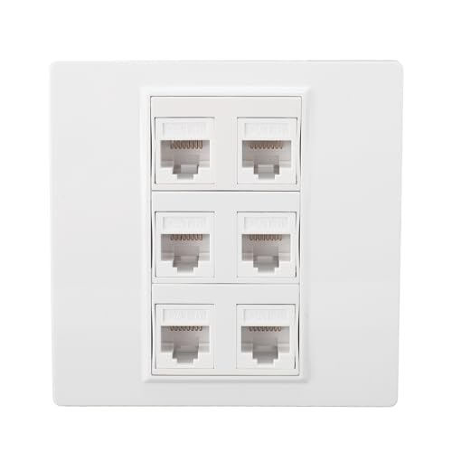 Annadue Cat6-Ethernet-Frontplatte, 6 Ports, Cat 6-Buchse auf Buchse, Ethernet-Buchse, Wandplatte für Cat6 6a 5 5e Ethernet-Geräte, Netzwerk-Buchsenbox von Annadue