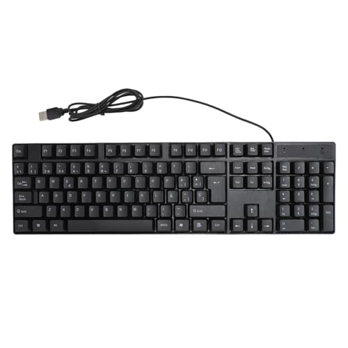 Annadue USB-Schlanke Tastatur, 104 Tasten Russisch/Französisch/Spanisch/Englischsprachige Tastatur, Arbeitseffiziente USB-Computertastatur mit Kabel für Mehrere Geräte, Gaming-Tastatur von Annadue