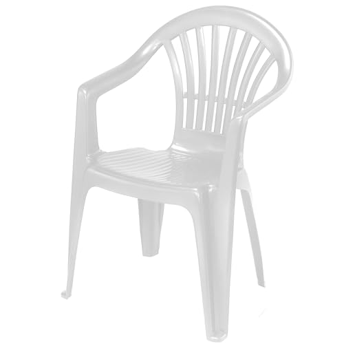 2 x Gartenstuhl wetterfest stapelbar - Gartenstuhl aus Kunststoff - Plastikstuhl- Kunststoffstuhl - Gartensessel Kunststoff - Bistrostuhl Größe 2 x, Farbe Weiß von Annastore
