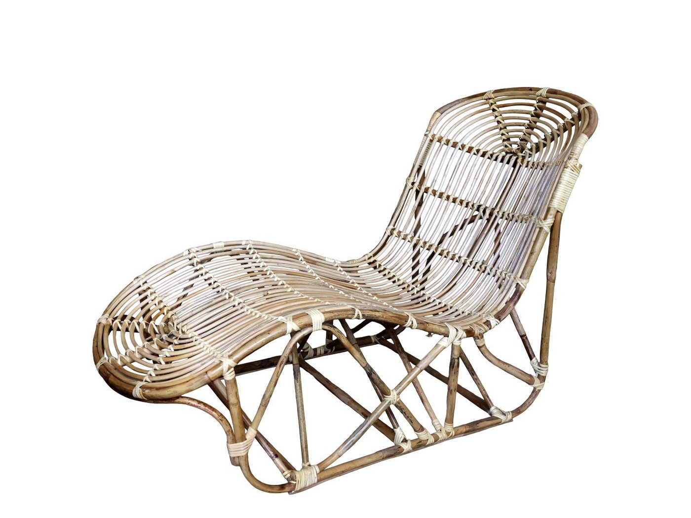 Annimuck Gartenliege Chic Antique Liegestuhl H94/B65 cm natur Rattan/Bambus, 1 St. von Annimuck