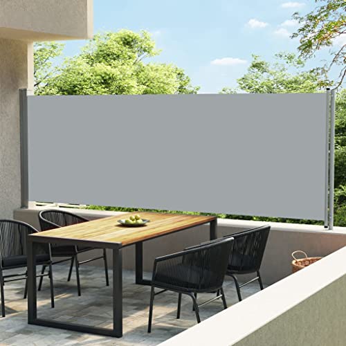 Annlera Ausziehbare Seitenmarkise 600x160 cm Grau Balkon Seitenmarkise Sichtschutz Ausziehbar Seiten Markise Aussen Sichtschutz Seitenmarkise für Balkon/Terrasse Beschattung & Privatsphäre Schutz von Annlera