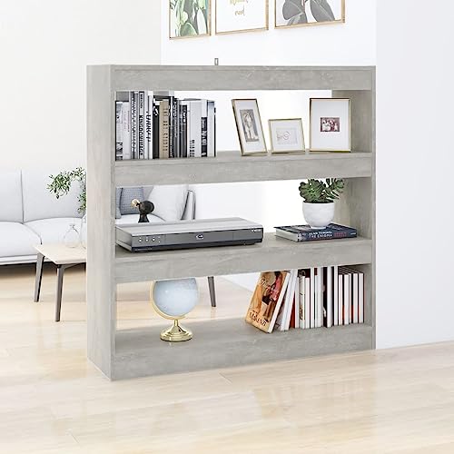 Annlera Bücherregal/Raumteiler Betongrau 100x30x103 cm Stufenregal Bücherregal Holz Büro-bücherregale Wohnzimmer Regal Vielseitiges Regal Schlafzimmer Eleganten & Klassischen Design von Annlera