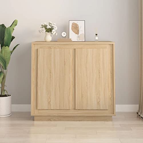 Annlera Sideboards 80x34x75cm Sonoma-Eiche Holzwerkstoff Esszimmermöbel Klassisches Sideboard Bücherschrank Hängeschuhschrank Schlafzimmer Kommode Fernseher Schrank Schrank von Annlera