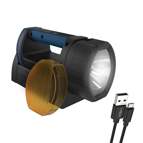 Ansmann LED Handscheinwerfer Akku mit 5200 mAh aufladbar über Micro USB oder Ladeschale - Handlampe mit 3 Leuchtmodi, Netzausfall-Elektronik, schaltet sich bei Stromausfall automatisch an von Ansmann