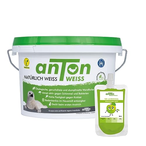 Anton Weiss® | 1L | inkl. Freche Früchte Abtönfarbe 100ml (Aktivierender Apfel | grün) von Anton Weiss