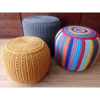 Gehäkelter Pouf/Poof/Ottoman/Fußhocker/Home Decor/Kissen/Sitzsack/Bodenkissen von AnuszkaDesign