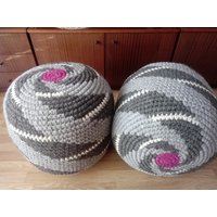 Gehäkelter Pouf/Poof/Ottoman/Fußhocker/Home Decor/Kissen/Sitzsack/Bodenkissen von AnuszkaDesign