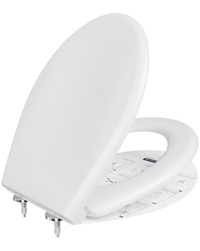 ANYCEE Toilettendeckel mit Absenkautomatik, WC Sitz aus Duroplast, Klodeckel mit Antibakterielle, Toilettensitz oval, WC Deckel mit Quick-Release-Funktion, Toilettenbrille universal, Klobrille Weiß ANYCEE Toilettendeckel mit Absenkautomatik, WC Sitz aus Duroplast, Klodeckel mit Antibakterielle, Toilettensitz oval, WC Deckel mit Quick-Release-Funktion, Toilettenbrille universal, Klobrille Weiß von Anycee