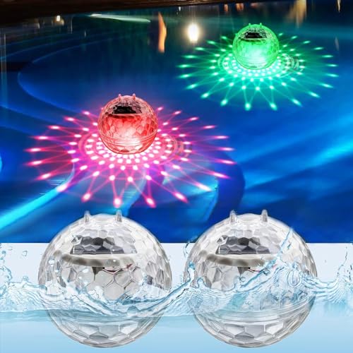 Anyingkai 2 Stück Schwimmende Poolbeleuchtung Solar,Solar Schwimmendes Licht,Led Poolbeleuchtung Schwimmend,Wasserdichte LED Poollicht,Pool Licht Wasserlicht für Garten,Teich,Party Pool Zubehör von Anyingkai