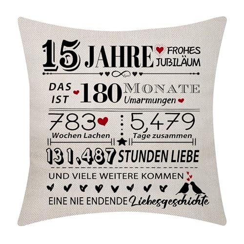 Aocaso 15. Hochzeitstag Kissenabdeckung 18x18 Zoll 15 Jahre Ehe Geschenk Ehe Keepsake Dekoration Geschenk für Paare Eltern Ehemann Frau Frauen Männer Hochzeitstag(15) von Aocaso