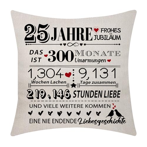 Aocaso 25. Hochzeitstag Kissenabdeckung 18x18 Zoll 25 Jahre Ehe Geschenk Ehe Andenken Dekoration Geschenk für Paare Eltern Großeltern Frauen Männer Ehemann Ehefrau Mama Papa(25) von Aocaso