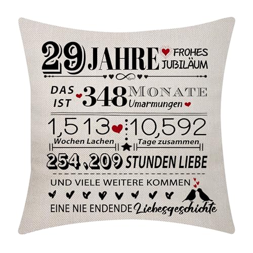 Aocaso 29. Hochzeitstag Kissenabdeckung 18x18 Zoll 29 Jahre Ehe Geschenk Ehe Andenken Dekoration Geschenk für Paare Eltern Großeltern Frauen Männer Ehemann Ehefrau Mama Papa (29) von Aocaso