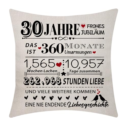 Aocaso 30. Hochzeitstag Kissenabdeckung 18x18 Zoll 30 Jahre Ehe Geschenk Ehe Andenken Dekoration Geschenk für Paare Eltern Großeltern Frauen Männer Ehemann Ehefrau Mama Papa (30) von Aocaso