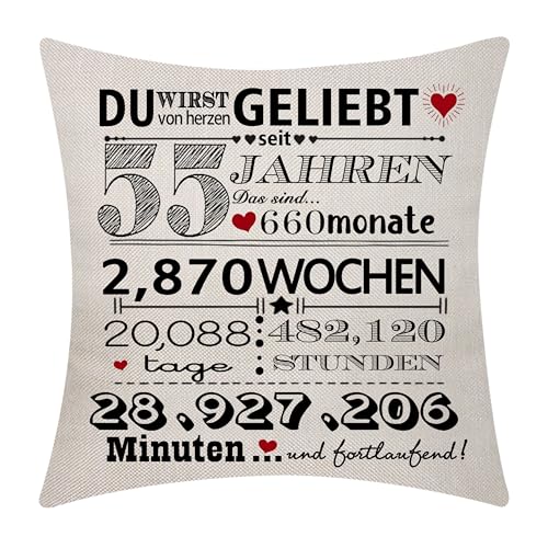 Aocaso 55. Geburtstag Kissenbezug 55 Jahre alt Geschenk Frauen Männer Alles Gute zum Geburtstag für Mama Papa Tante Onkel Schwester Bruder Cousine Freunde Frau Ehemann Kollegen (55) von Aocaso