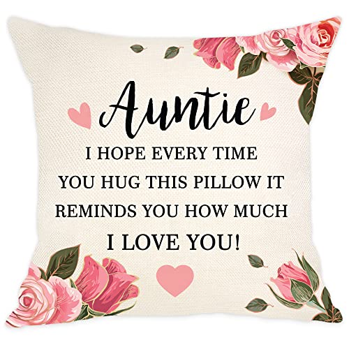 Auntie Gift from Niece Nephew I Hope Every Time You Hug This Pillow It Reminds You How Much I Love You Throw Pillow Cover for Aunt Birthday Gift Mother's Day Thanksgiving Gift (Auntie) von Aocaso