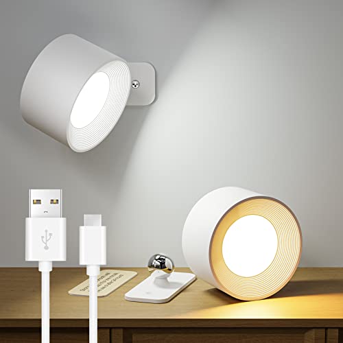 Aogled LED Wandleuchte Kabellose Innen,Wandlampe mit Akku,Touch-Steuerung 3 Helligkeitsstufen,2700K-6000K,360° Drehbare,Bequem für Schlafzimmer,Wohnzimmer,Treppenhaus,Nachtlicht von Aogled