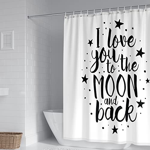 Aotiwe Shower Curtain Vintage, Badevorhang Set Sterne und Punkte mit Spruch Schwarz Weiß Polyester 180X200cm von Aotiwe