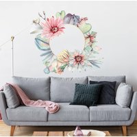 Wandtattoo - Aquarell Kaktus Blüte Kranz Xxl | Wandsticker Schlafzimmer Wandaufkleber Wanddeko Floral Blätter Botanik von ApalisHOME