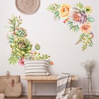 Wandtattoo - Aquarell Sukkulenten Ornament Xxl | Wandsticker Schlafzimmer Wandaufkleber Wanddeko Floral Blätter Botanik von ApalisHOME