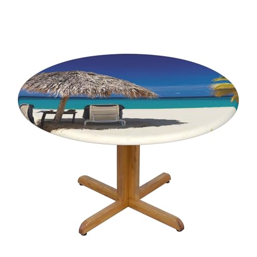 Apbdffjnf Jamaica Beach bedruckte Tischdecke, abwischbar, knitterfrei, Polyester, runde Tischdecke für Esstisch, Größe M von Apbdffjnf