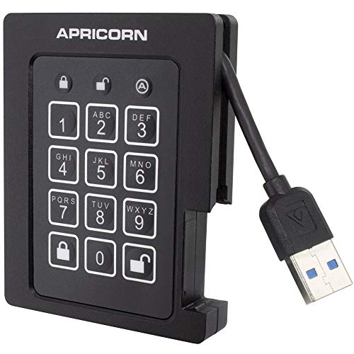 Apricorn Aegis Vorhängeschloss SSD, 256 Bit, FIPS 140-2, Level 2, Zertifiziert, robust, USB 3.0, verschlüsselt, externes tragbares Laufwerk (ASSD-3PL256-2TBF) von Apricorn