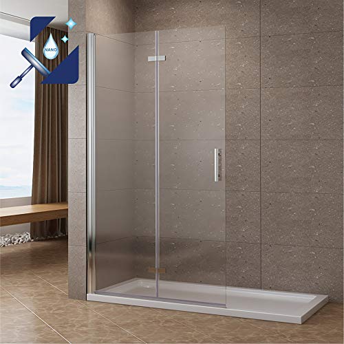 AQUABATOS® Duschabtrennung Faltbar Walk in Duschwand Glas Falttür 115 x 195 cm Duschtrennwand für Duschwanne klappbar Pendeltür Echtglas klar 6 mm ESG Nano Beschichtung OHNE Magnetdichtung von Aqua Batos